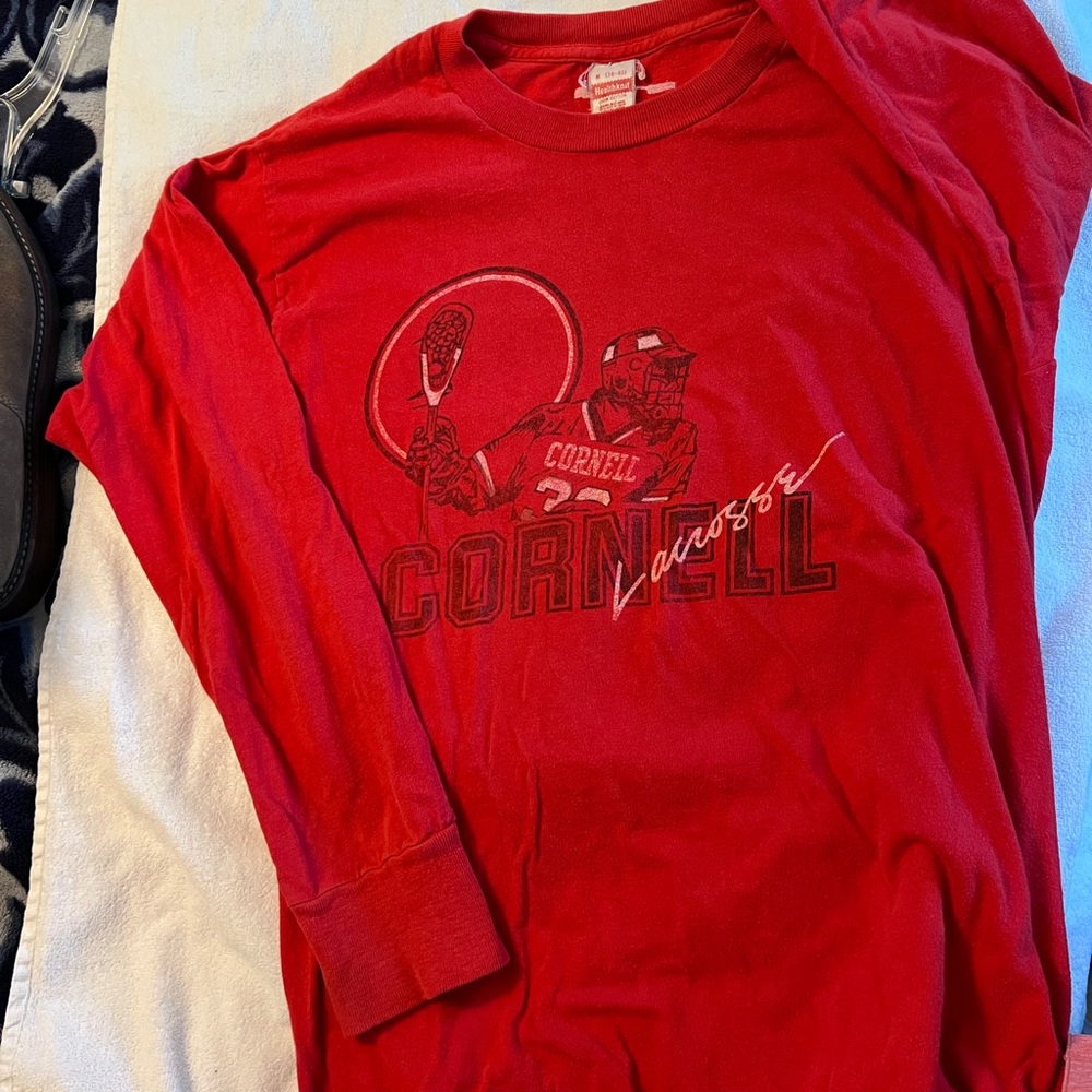 Red Cornell Lacrosse Long Sleeve Shirt